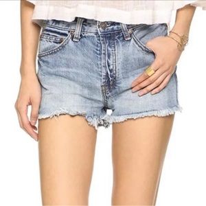 Free People button fly raw hem denim Jean shorts size 26